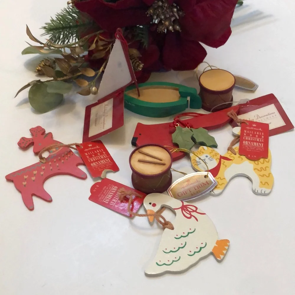Wooden ornaments Wooden Hallmark Mailable Ornaments 1987